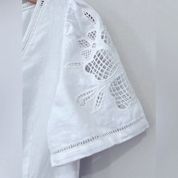 Madewell NWT Cassie Button-Front Midi Dress in Linen Size Small in Eyelet White - Picture 12 of 13